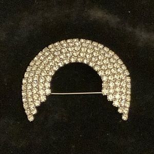 VTG 80s White RHINESTONE RAINBOW PIN/Brooch NWOT